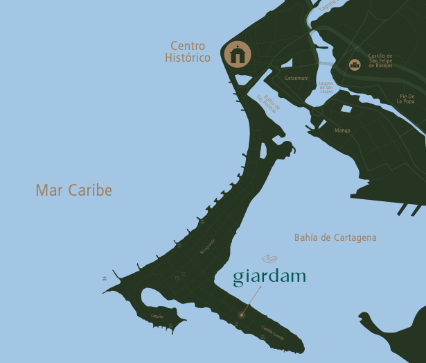 Mapa de Cartagena — ubicación de giardam en Castillogrande